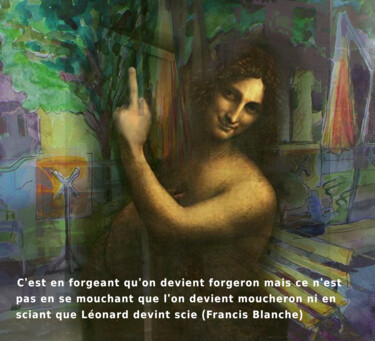 Collagen mit dem Titel "leonard devint scie" von Paulyvalent (Paul Elie), Original-Kunstwerk, Aquarell