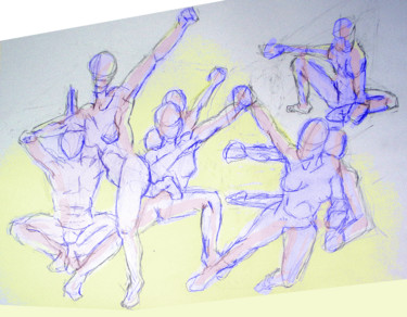 Drawing titled "danseurs" by Paulyvalent (Paul Elie), Original Artwork, Pencil