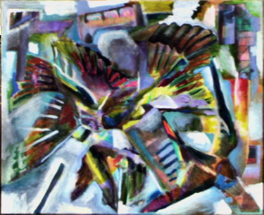 Peinture intitulée "la mort de l'hirond…" par Paulyvalent (Paul Elie), Œuvre d'art originale, Acrylique Monté sur Châssis en…