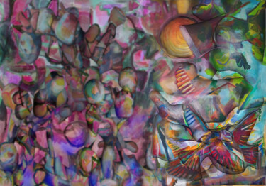 Digitale Kunst mit dem Titel "bataille" von Paulyvalent (Paul Elie), Original-Kunstwerk, Digitale Malerei Auf Keilrahmen aus…