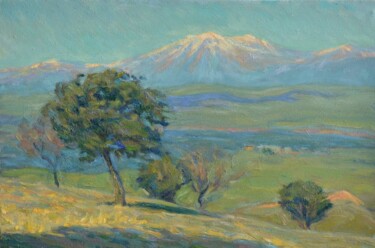 Painting titled "Mountain View" by Pavel Dunaev, Original Artwork, Oil