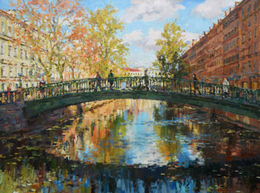 Painting titled "on Sennoy Bridge /…" by Pavel Escov, Original Artwork, Oil