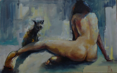Painting titled "The Cat have long l…" by Pavel Filin, Original Artwork, Oil