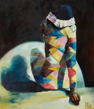 Malerei mit dem Titel "harlequin" von Pavel Filin, Original-Kunstwerk, Öl