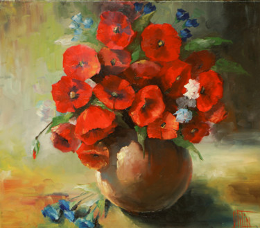 Malerei mit dem Titel "Mohnblumen" von Pavel Filin, Original-Kunstwerk, Öl