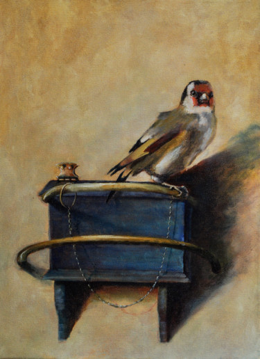 Schilderij getiteld "goldfinch" door Pavel Filin, Origineel Kunstwerk, Olie