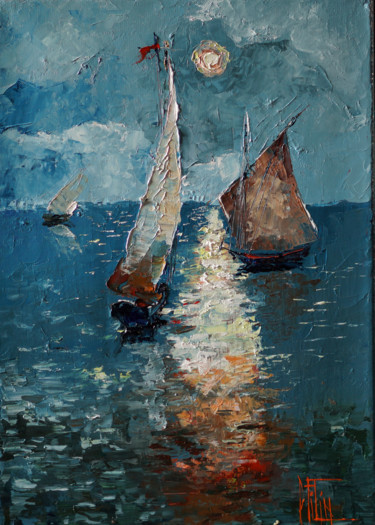 Malerei mit dem Titel "SUNSET" von Pavel Filin, Original-Kunstwerk, Öl