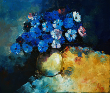 Painting titled "violets" by Pavel Filin, Original Artwork, Oil