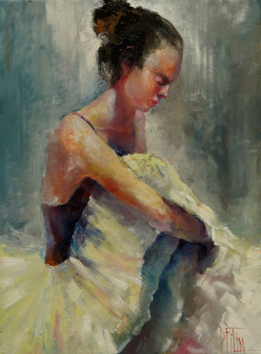 Peinture intitulée "White Swan" par Pavel Filin, Œuvre d'art originale, Huile