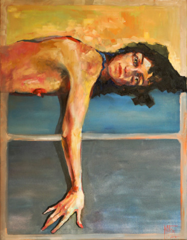 Malerei mit dem Titel "woman and Mark" von Pavel Filin, Original-Kunstwerk, Öl