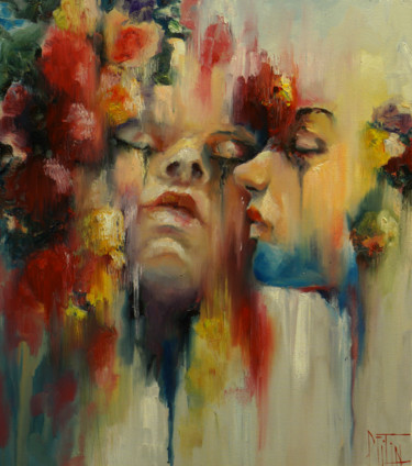 Malerei mit dem Titel "kiss with blue beard" von Pavel Filin, Original-Kunstwerk, Öl