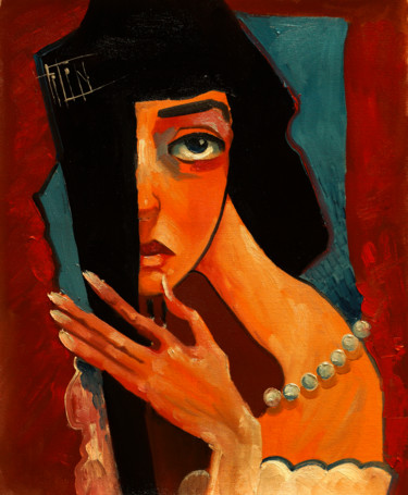 Painting titled "bride" by Pavel Filin, Original Artwork, Oil Mounted on Wood Stretcher frame