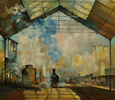 Картина под названием "Saint-Lazare" - Pavel Filin, Подлинное произведение искусства, Масло Установлен на Деревянная рама дл…