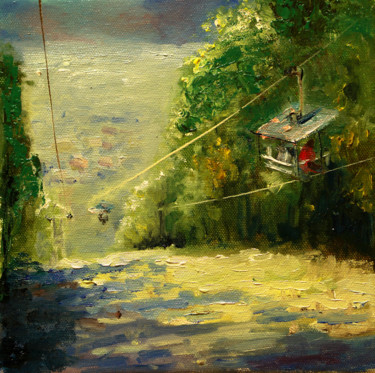 Painting titled "cable car semolina" by Pavel Filin, Original Artwork, Oil