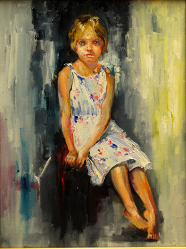 Painting titled "new dress" by Pavel Filin, Original Artwork, Oil Mounted on Wood Stretcher frame