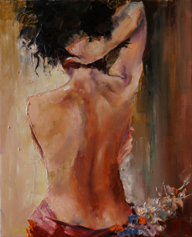 Painting titled "jasmine" by Pavel Filin, Original Artwork, Oil Mounted on Wood Stretcher frame