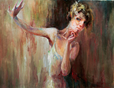 Painting titled "dancing" by Pavel Filin, Original Artwork, Oil Mounted on Wood Stretcher frame