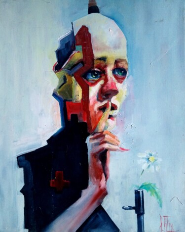 Painting titled "Pacifist" by Pavel Filin, Original Artwork, Oil Mounted on Wood Stretcher frame