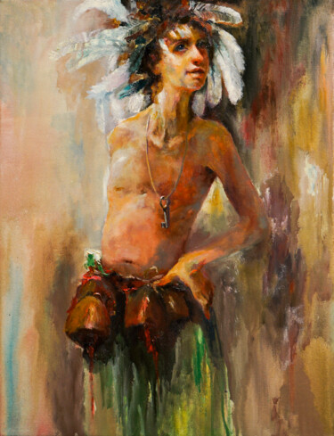Картина под названием "shepherd boy 13" - Pavel Filin, Подлинное произведение искусства, Масло Установлен на Деревянная рама…