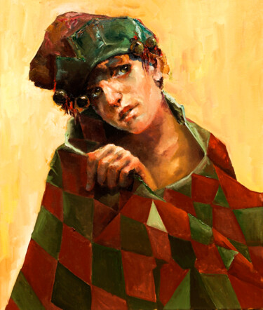Картина под названием "jester 7" - Pavel Filin, Подлинное произведение искусства, Масло Установлен на Деревянная рама для но…