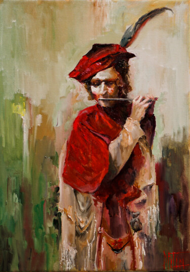 Картина под названием "flute" - Pavel Filin, Подлинное произведение искусства, Масло Установлен на Деревянная рама для носил…