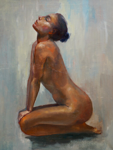 Painting titled "bronze" by Pavel Filin, Original Artwork, Oil Mounted on Wood Stretcher frame