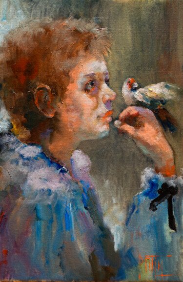 Картина под названием "singing" - Pavel Filin, Подлинное произведение искусства, Масло Установлен на Деревянная рама для нос…