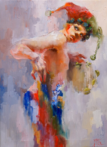 Картина под названием "jester dance" - Pavel Filin, Подлинное произведение искусства, Масло Установлен на Деревянная рама дл…
