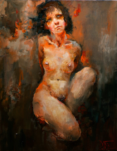Painting titled "dubi 11" by Pavel Filin, Original Artwork, Oil Mounted on Wood Stretcher frame