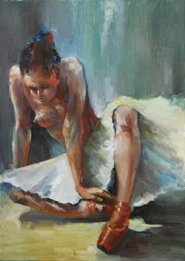 Painting titled "ballet 030" by Pavel Filin, Original Artwork, Oil Mounted on Wood Stretcher frame