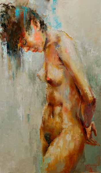 Painting titled "bliss" by Pavel Filin, Original Artwork, Oil Mounted on Wood Stretcher frame