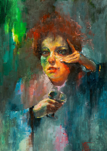 Картина под названием "evening" - Pavel Filin, Подлинное произведение искусства, Масло Установлен на Деревянная рама для нос…