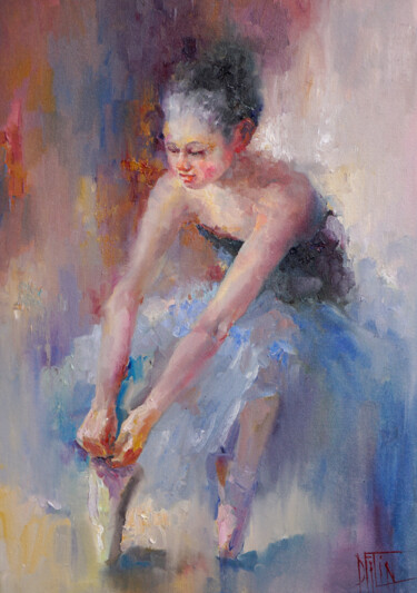 Painting titled "ballet sketch" by Pavel Filin, Original Artwork, Oil Mounted on Wood Stretcher frame