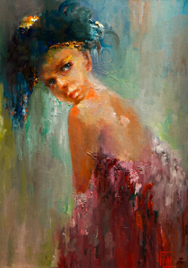Painting titled "Itálie" by Pavel Filin, Original Artwork, Oil Mounted on Wood Stretcher frame
