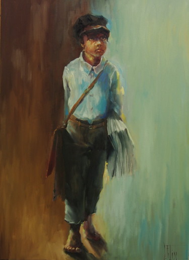 Painting titled "POSTMAN" by Pavel Filin, Original Artwork, Oil