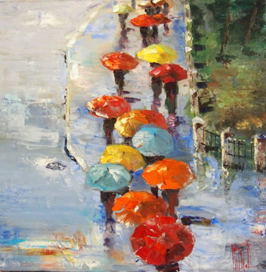Painting titled ""COLORFUL RAIN"" by Pavel Filin, Original Artwork, Oil