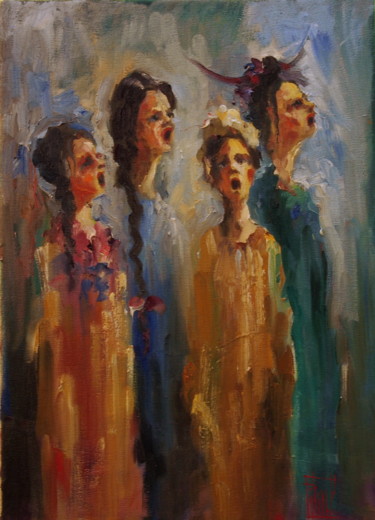 Peinture intitulée "CHORUS OF GIRLS"" par Pavel Filin, Œuvre d'art originale, Huile