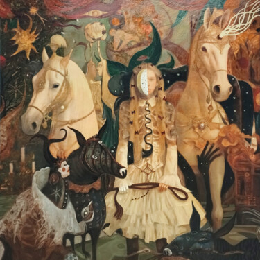 Pintura titulada "Horsewomаn" por Pavel Guliaev, Obra de arte original, Oleo
