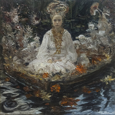 Ζωγραφική με τίτλο "River Spirits" από Pavel Guliaev, Αυθεντικά έργα τέχνης, Λάδι Τοποθετήθηκε στο Ξύλινο φορείο σκελετό