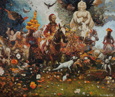Painting titled "Planetary parade" by Pavel Guliaev, Original Artwork, Oil