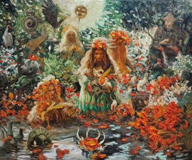 Painting titled "Midsummer Day" by Pavel Guliaev, Original Artwork, Oil