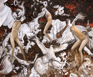 Malarstwo zatytułowany „Vultures” autorstwa Pavel Guliaev, Oryginalna praca, Olej