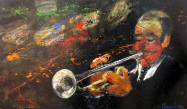 Painting titled "jazzman" by Pavel Klimov, Original Artwork, Oil