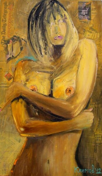 Картина под названием "yellow nude" - Pavel Klimov, Подлинное произведение искусства, Масло