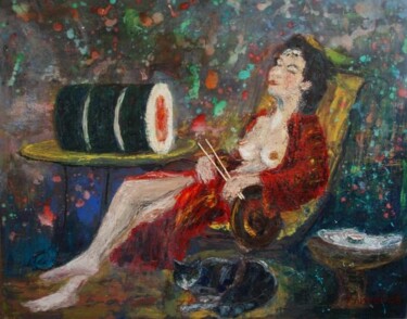 Painting titled "dreams of a big sus…" by Pavel Klimov, Original Artwork, Oil
