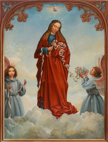 Картина под названием "Blessed Virgin Mary…" - Pavel Korzukhin, Подлинное произведение искусства, Масло