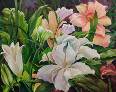 Pittura intitolato "Flowers of Perfect…" da Pavel Korzukhin, Opera d'arte originale, Olio