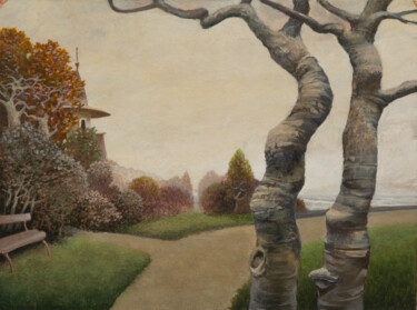 Картина под названием "The Stormy Park" - Pavel Korzukhin, Подлинное произведение искусства, Другой Установлен на Металл