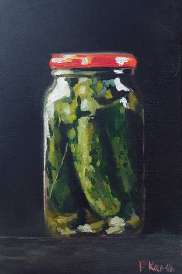 Peinture intitulée "Pickled cucumbers" par Pavel Krasheninin, Œuvre d'art originale, Huile