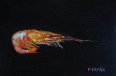 Peinture intitulée "Boiled shrimp" par Pavel Krasheninin, Œuvre d'art originale, Huile